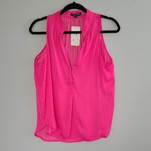 David Lerner Pink Sleeveless Blouse with Mandarin Collar